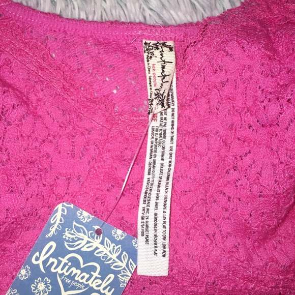 NWT Free People Fleur De Lys Pink Crop Cami Lg - Picture 6 of 7